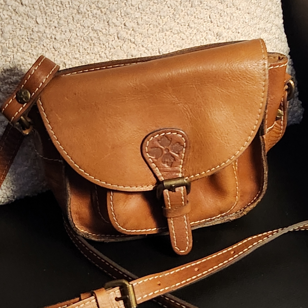 Patricia Nash Chestnut Brown Leather Crossbody Bag